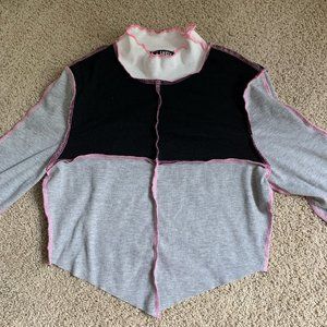 Black/Pink/White Cotton Crop-Top